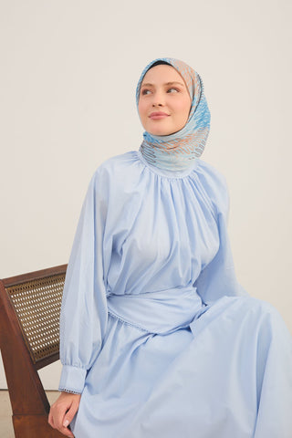 Soft Eşarp Eskiz Gök Mavisi - Soft Eşarp - | Silk Home