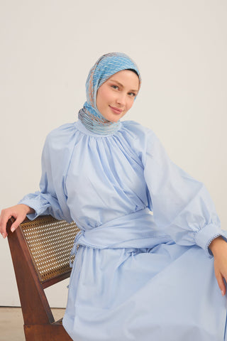 Soft Eşarp Eskiz Gök Mavisi - Soft Eşarp - | Silk Home