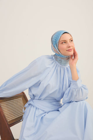Soft Eşarp Eskiz Gök Mavisi - Soft Eşarp - | Silk Home
