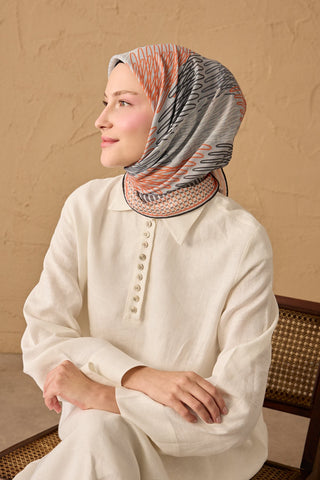 Soft Eşarp Eskiz Gri - Soft Eşarp - | Silk Home