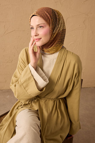 Soft Eşarp Eskiz Hardal - Soft Eşarp - | Silk Home