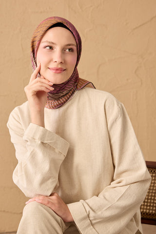 Soft Eşarp Eskiz Kahverengi - Soft Eşarp - | Silk Home