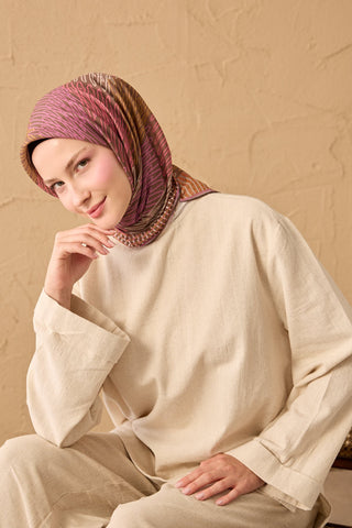 Soft Eşarp Eskiz Kahverengi - Soft Eşarp - | Silk Home