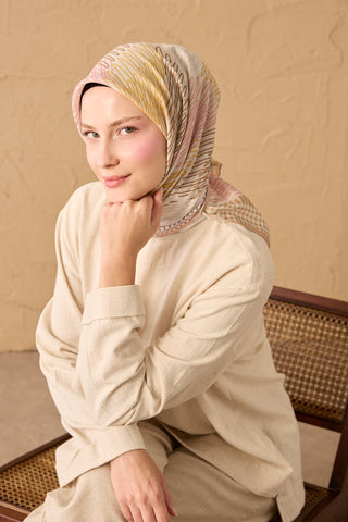Soft Eşarp Eskiz Pudra - Soft Eşarp - | Silk Home