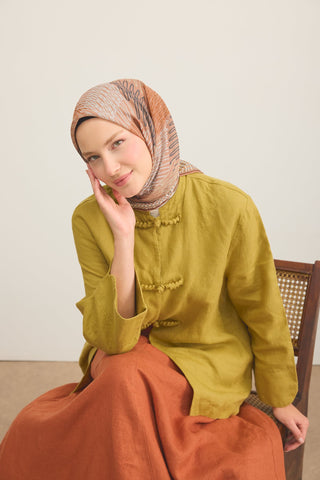 Soft Eşarp Eskiz Pudra Vizon - Soft Eşarp - | Silk Home