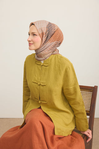 Soft Eşarp Eskiz Pudra Vizon - Soft Eşarp - | Silk Home