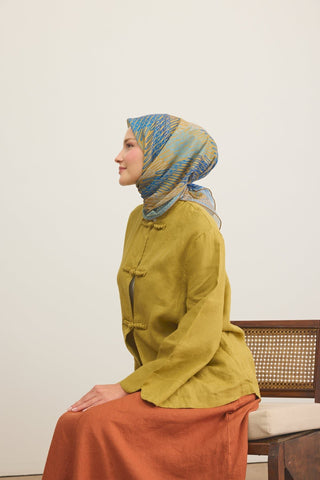 Soft Eşarp Eskiz Yağ Yeşili - Soft Eşarp - | Silk Home