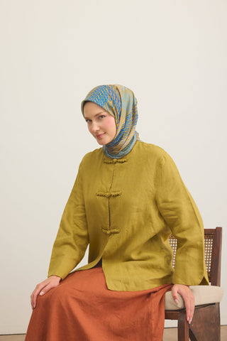 Soft Eşarp Eskiz Yağ Yeşili - Soft Eşarp - | Silk Home