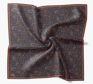 Soft Eşarp Etnik Gece Mavisi - Soft Eşarp - | Silk Home