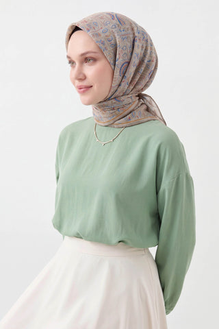 Soft Eşarp Etnik Gümüş - Soft Eşarp - | Silk Home