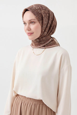 Soft Eşarp Etnik Kahverengi - Soft Eşarp - | Silk Home
