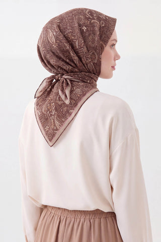 Soft Eşarp Etnik Kahverengi - Soft Eşarp - | Silk Home