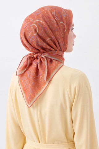 Soft Eşarp Etnik Koyu Turuncu - Soft Eşarp - | Silk Home