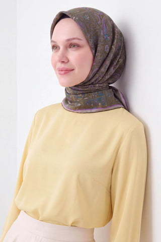 Soft Eşarp Etnik Koyu Yeşil