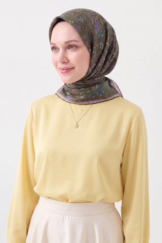 Soft Eşarp Etnik Koyu Yeşil - Soft Eşarp - | Silk Home