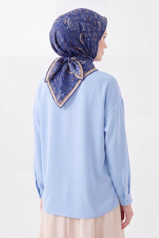 Soft Eşarp Etnik Lacivert - Soft Eşarp - | Silk Home