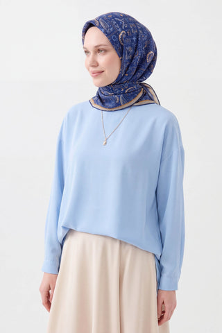 Soft Eşarp Etnik Lacivert - Soft Eşarp - | Silk Home