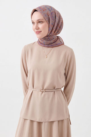 Soft Eşarp Etnik Vizon - Soft Eşarp - | Silk Home