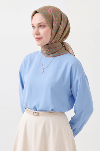 Soft Eşarp Etnik Yağ Yeşili - Soft Eşarp - | Silk Home