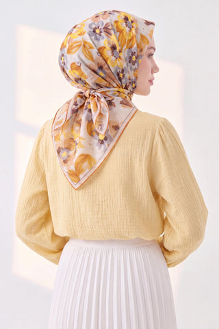 Soft Eşarp Fleur Koyu Turuncu
