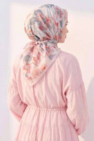 Soft Eşarp Fleur Mavi Gri