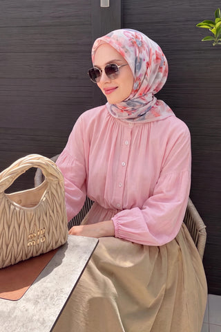 Soft Eşarp Fleur Mavi Gri