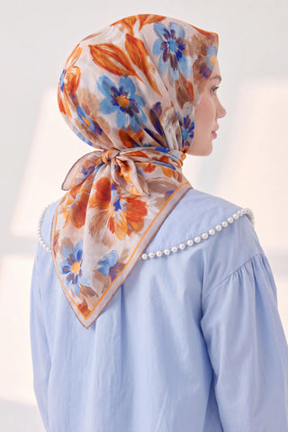 Soft Eşarp Fleur Turuncu