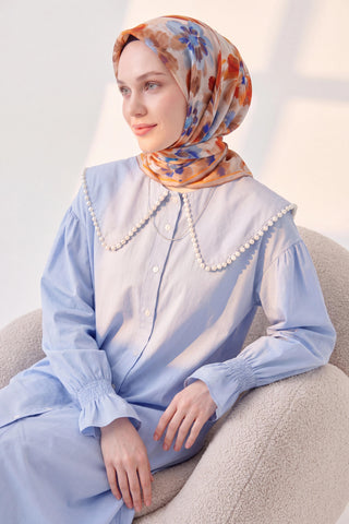 Soft Eşarp Fleur Turuncu