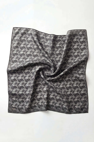 Soft Eşarp Floral Line Antrasit 90x90 - Soft Eşarp - | Silk Home