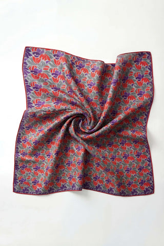 Soft Eşarp Floral Line Gri 90x90 - Soft Eşarp - | Silk Home