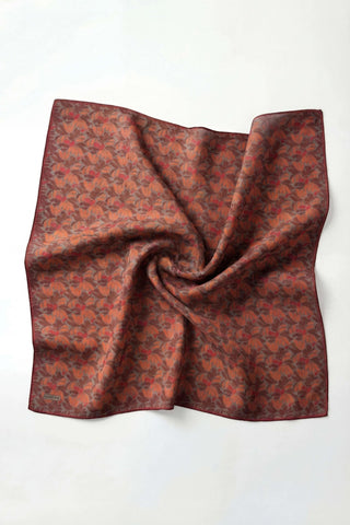 Soft Eşarp Floral Line Kiremit 90x90 - Soft Eşarp - | Silk Home