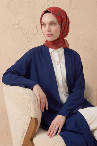 Soft Eşarp Floral Line Kırmızı 90x90 - Soft Eşarp - | Silk Home