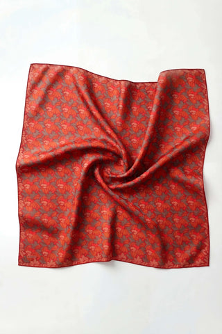 Soft Eşarp Floral Line Kırmızı 90x90 - Soft Eşarp - | Silk Home