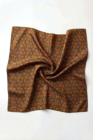 Soft Eşarp Floral Line Koyu Yeşil 90x90 - Soft Eşarp - | Silk Home