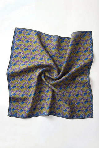 Soft Eşarp Floral Line Mavi Mor 90x90 - Soft Eşarp - | Silk Home