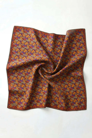 Soft Eşarp Floral Line Patlıcan Moru 90x90 - Soft Eşarp - | Silk Home
