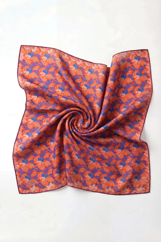 Soft Eşarp Floral Line Turuncu 90x90 - Soft Eşarp - | Silk Home