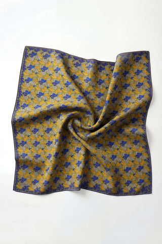 Soft Eşarp Floral Line Yeşil 90x90 - Soft Eşarp - | Silk Home