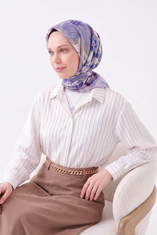 Soft Eşarp Flower Eflatun