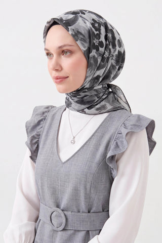 Soft Scarf Flower Smoke Grey