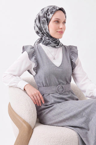 Soft Scarf Flower Smoke Grey