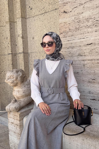 Soft Scarf Flower Smoke Grey