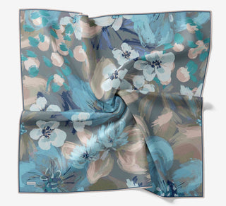 Soft Eşarp Flower Gök Mavi - Soft Eşarp - | Silk Home