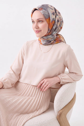 Soft Eşarp Flower Koyu Turuncu