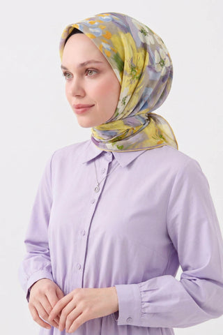Soft Eşarp Flower Limon Sarısı