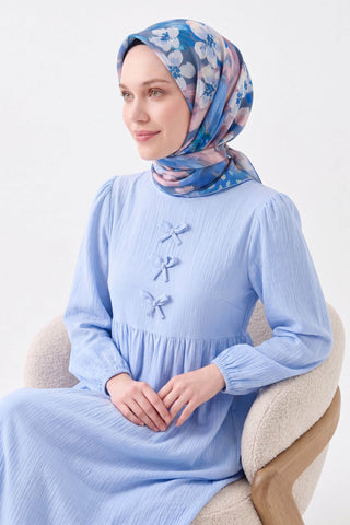 Soft Eşarp Flower Mavi - Soft Eşarp - | Silk Home