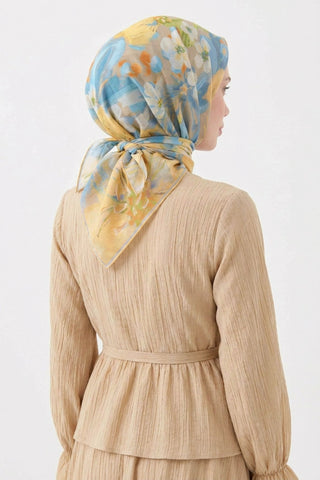 Soft Eşarp Flower Sarı - Soft Eşarp - | Silk Home