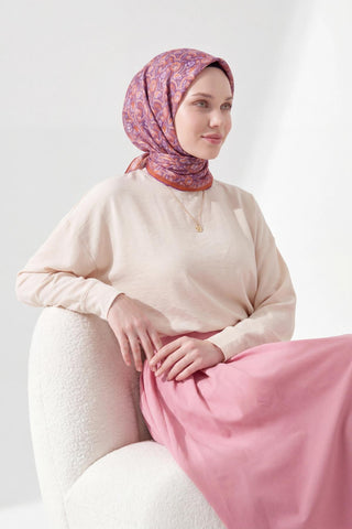 Soft Eşarp Garden Mor 90x90 | Silk Home