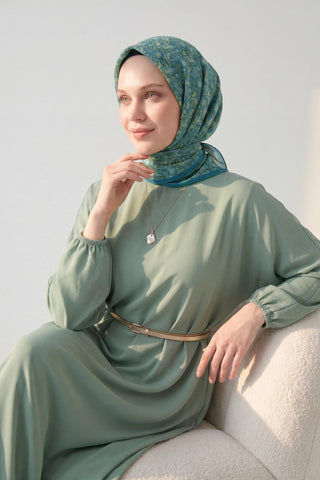 Soft Eşarp Garden Yeşil 90x90 | Silk Home