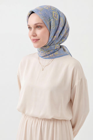 Soft Eşarp Geometrik Bebe Mavisi